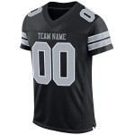 Maillot de football personnalisé authentique noir en maille argent-blanc Maillot de football personnalisé authentique noir en maille argent-blanc