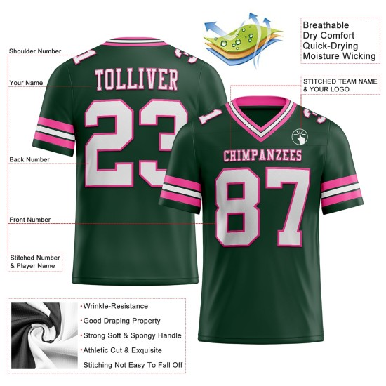 Maillot de football authentique en maille personnalisée vert, blanc et rose Maillot de football authentique en maille personnalisée vert, blanc et rose
