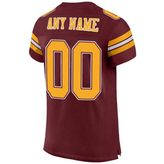Maillot de football personnalisé en maille or-blanc authentique bordeaux Maillot de football personnalisé en maille or-blanc authentique bordeaux