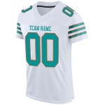 Maillot de football personnalisé blanc aqua-orange en maille authentique Maillot de football personnalisé blanc aqua-orange en maille authentique