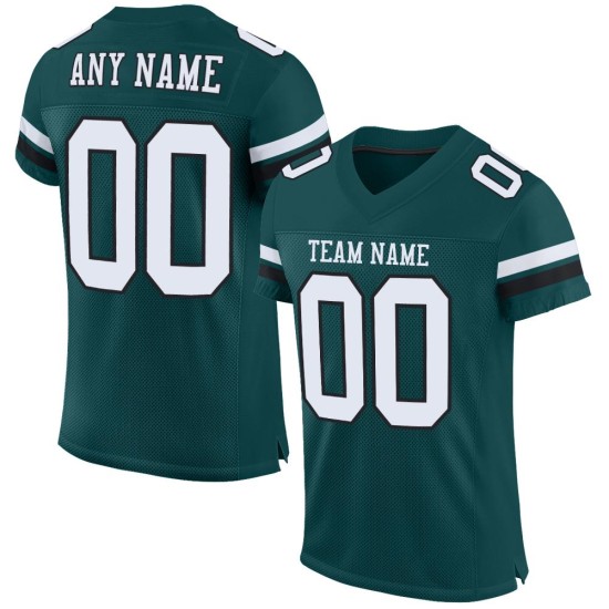 Maillot de football Midnight Custom Blanc-Noir Mesh Vert Authentique Maillot de football Midnight Custom Blanc-Noir Mesh Vert Authentique