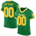 Maillot de football en maille or-blanc authentique personnalisé vert rétro Maillot de football en maille or-blanc authentique personnalisé vert rétro