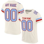 Maillot de football en maille crème clair personnalisé authentique bleu-rouge Maillot de football en maille crème clair personnalisé authentique bleu-rouge