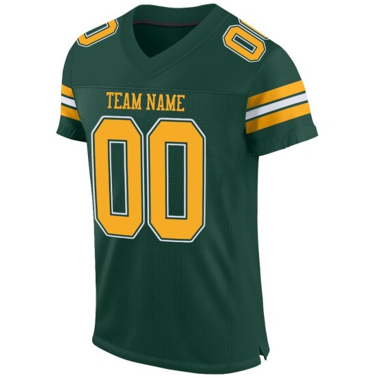 Maillot de football personnalisé en maille vert or-blanc authentique Maillot de football personnalisé en maille vert or-blanc authentique