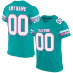 Maillot de football personnalisé blanc-rose Aqua Authentic Mesh Maillot de football personnalisé blanc-rose Aqua Authentic Mesh