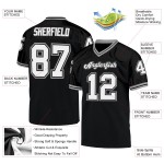 Maillot de football rétro en maille noire, personnalisé, authentique, blanc-gris Maillot de football rétro en maille noire, personnalisé, authentique, blanc-gris